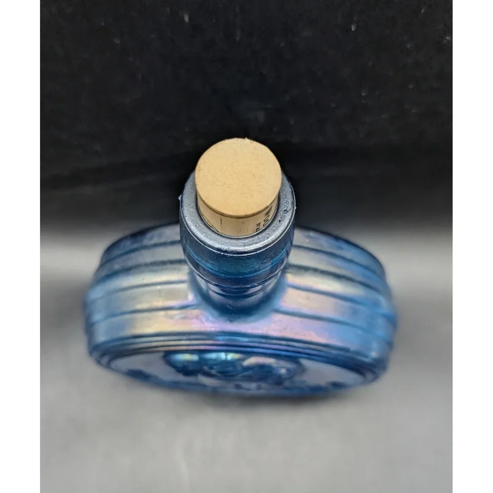 Vintage Wheaton Village Jimmy Carter Iridescent Blue Carnival Glass Flask 1977
